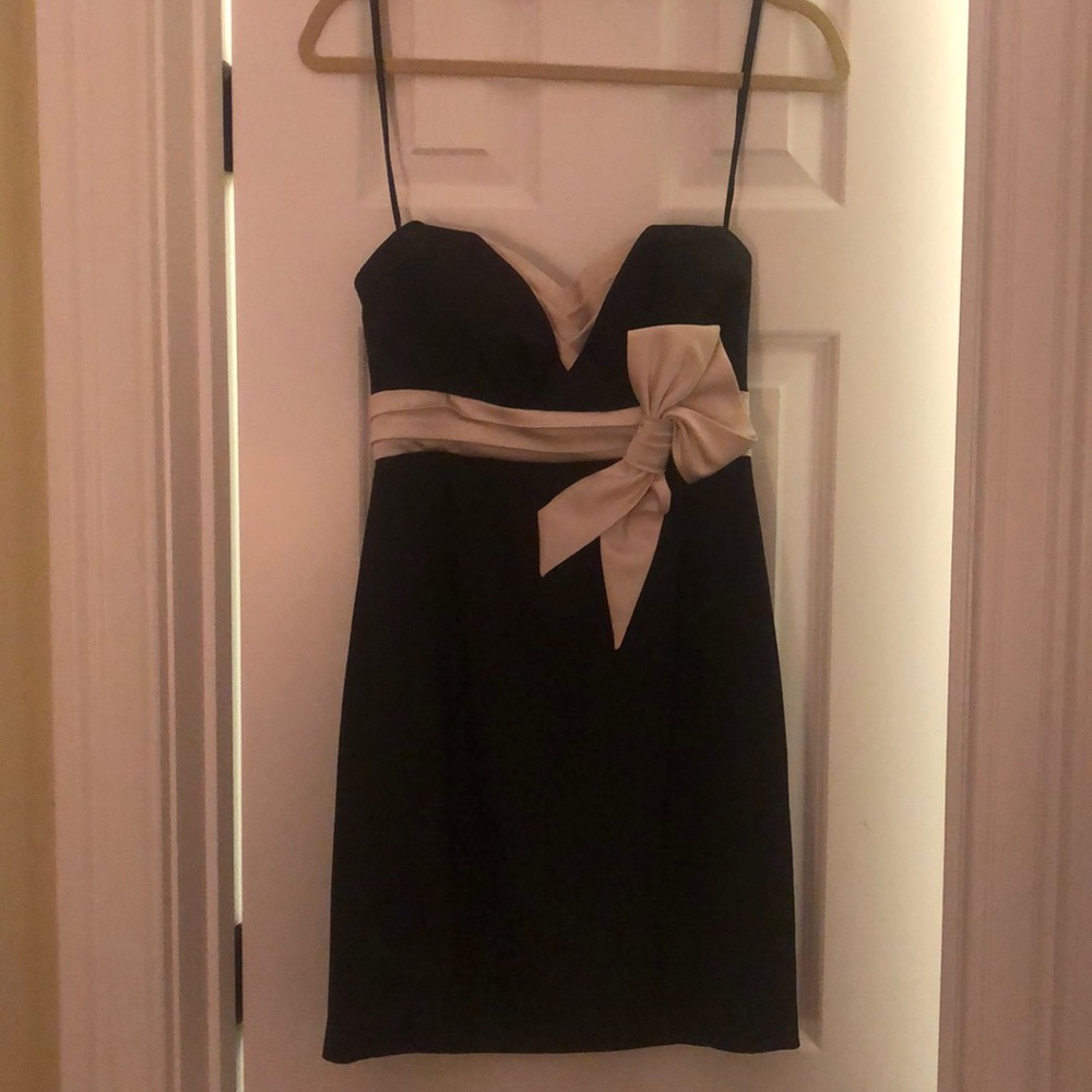BCBG Black Dress White Bow